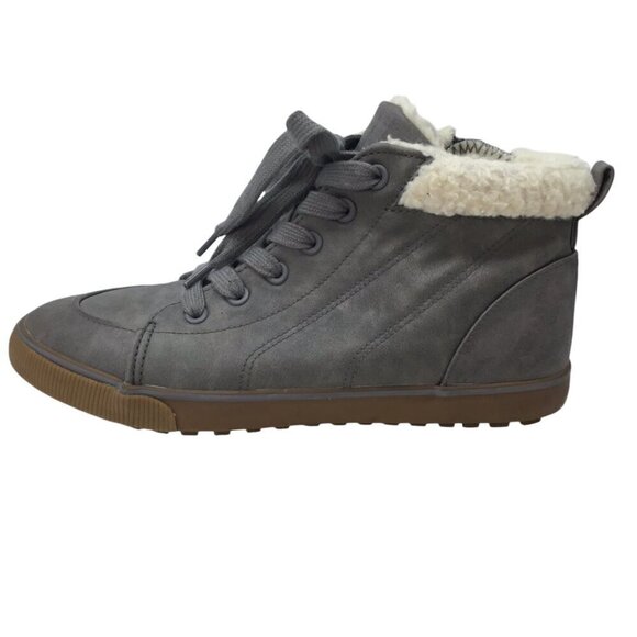 Cat & Jack Barnett Sherpa Lined Boy's Boots Sneakers Gray Sz 5 Side Zip High Top - Picture 4 of 10